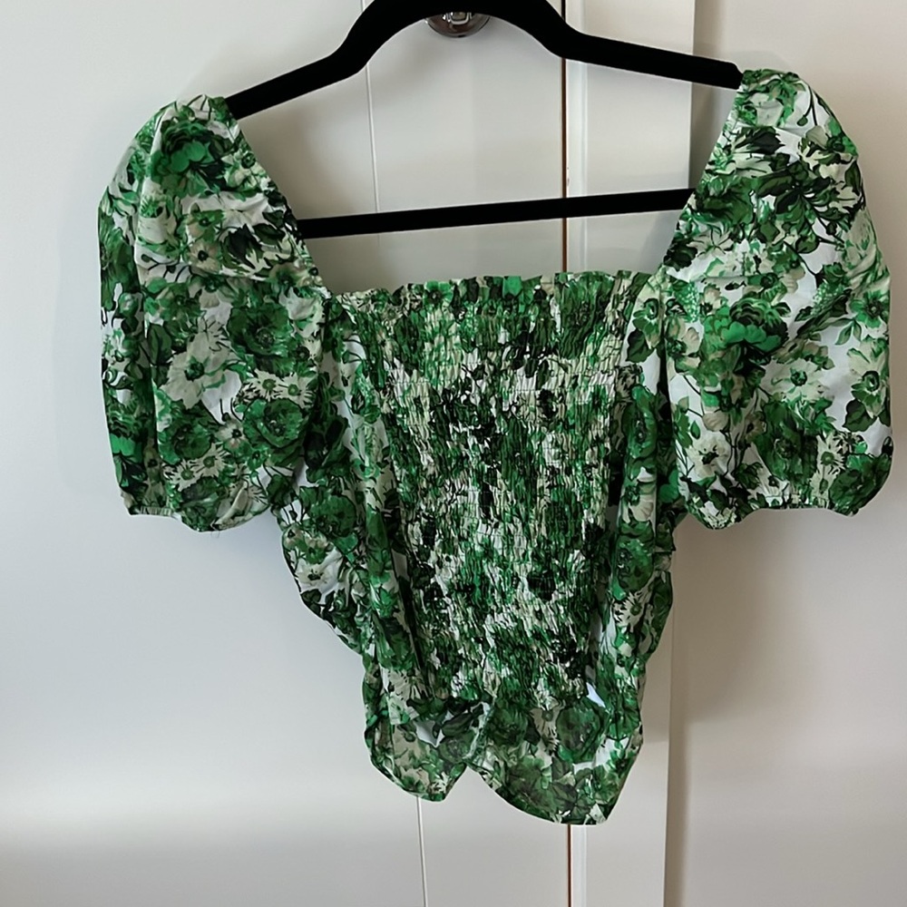Mango Ruched Floral Print Top Size S - Picture 6 of 7